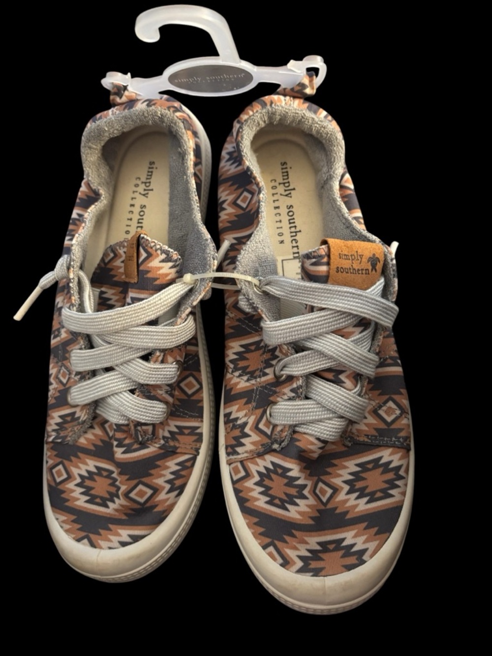 Simply Southern Aztec Lace-Up Sneakers - Brown, Black & Cream.  Brand new